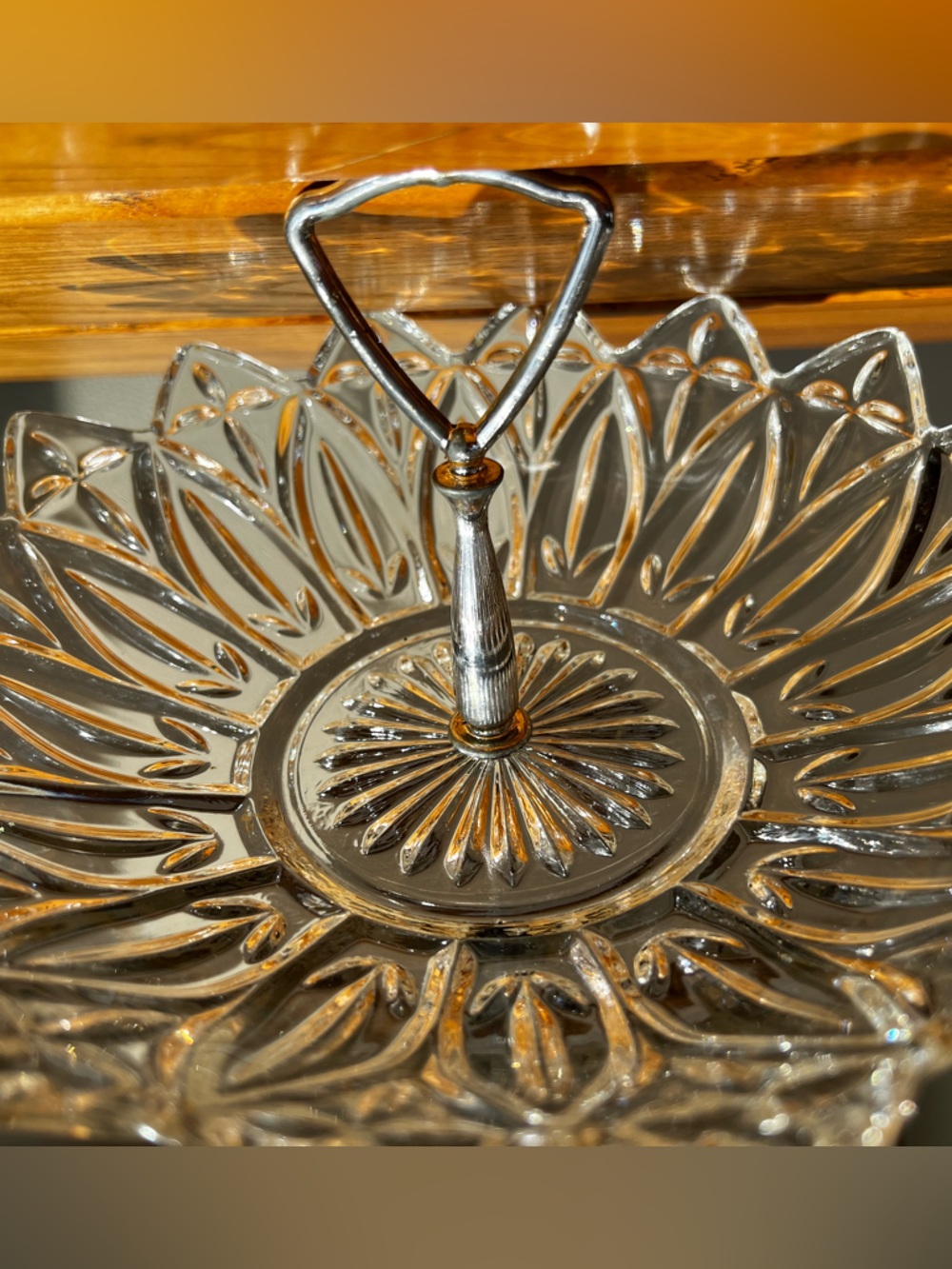 Clear Glass Decorative Two-Tier Handle Serving Dish - Picture 7 of 11